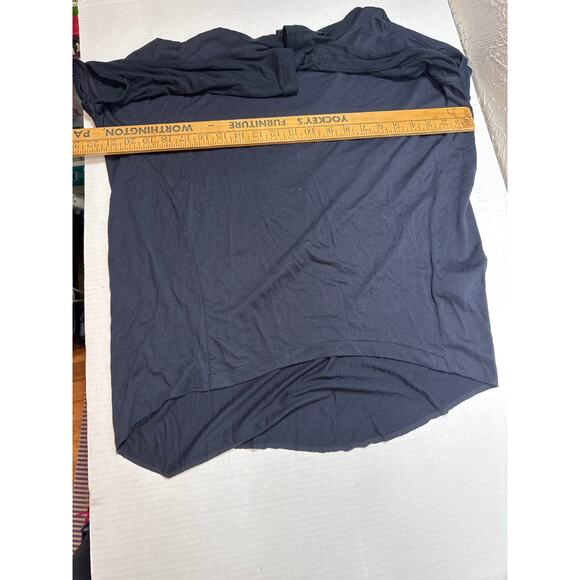 All Saints Wavetop Top Navy Thin Hi-Low Hem Crew Neck Open Elbow Relax Size XS - Picture 4 of 6